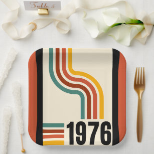 1976 Retro Stripes Vintage  Paper Plate