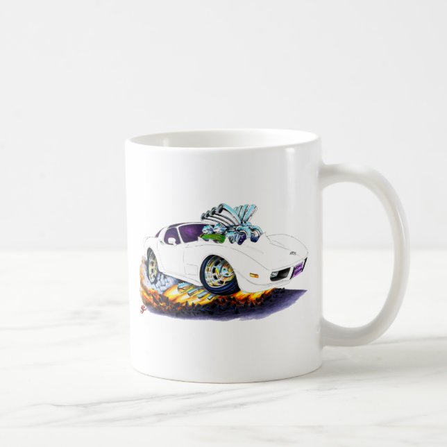 1977-79 Corvette White Car Coffee Mug (Right)