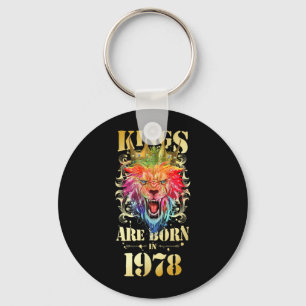 1978 Born King Crown Lion Birthday Quote Key Ring