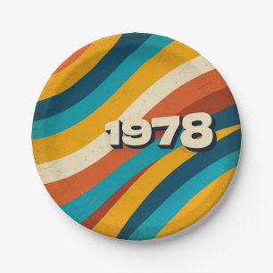 1978 Retro Paper Plates Vintage 70s Groovy Stripes