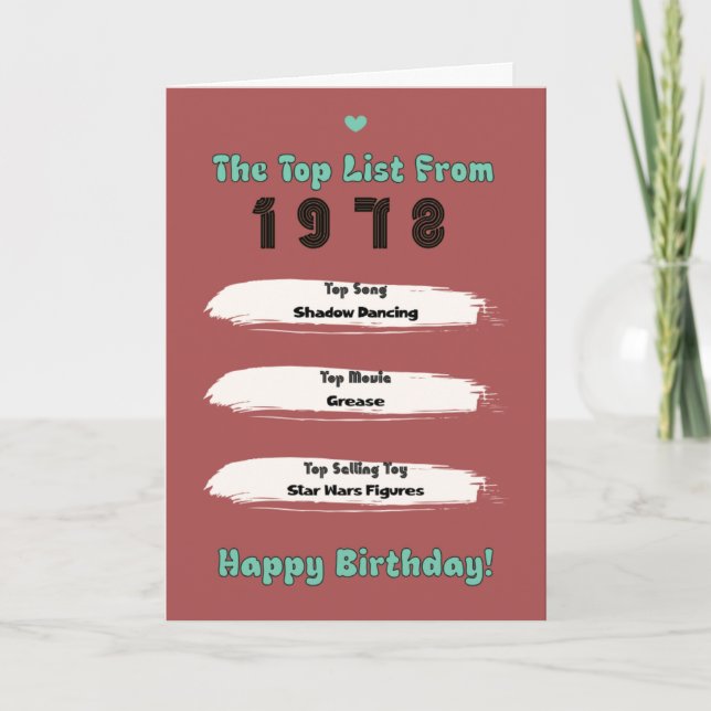 1978 Top List Birthday Card (Front)