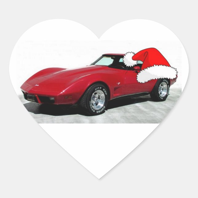 1979 Christmas Red Corvette Heart Sticker (Front)