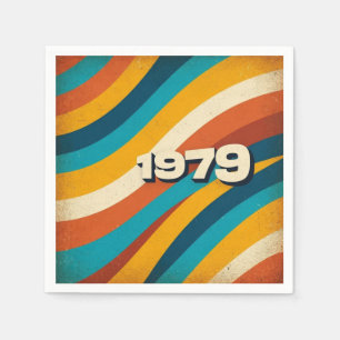 1979 Retro Paper Napkin Vintage 70s Groovy Stripes