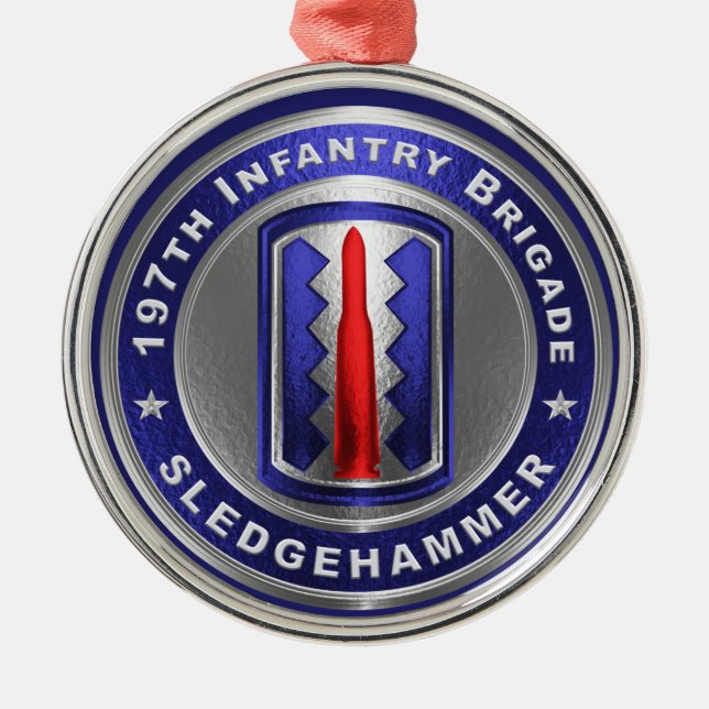 197th Infantry Brigade Christmas Metal Tree Decoration (Front)