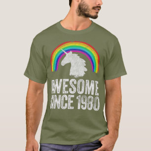 1980 41st Birthday Gift Unicorn Rainbow 41 Years T-Shirt