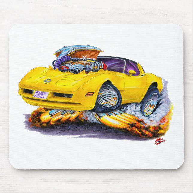 1980-82 Corvette Yellow Car Mouse Pad (Front)