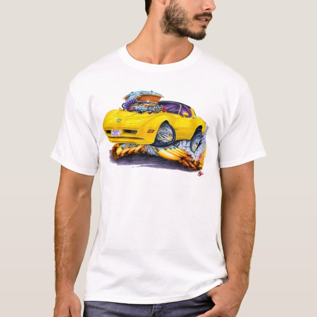 1980-82 Corvette Yellow Car T-Shirt (Front)