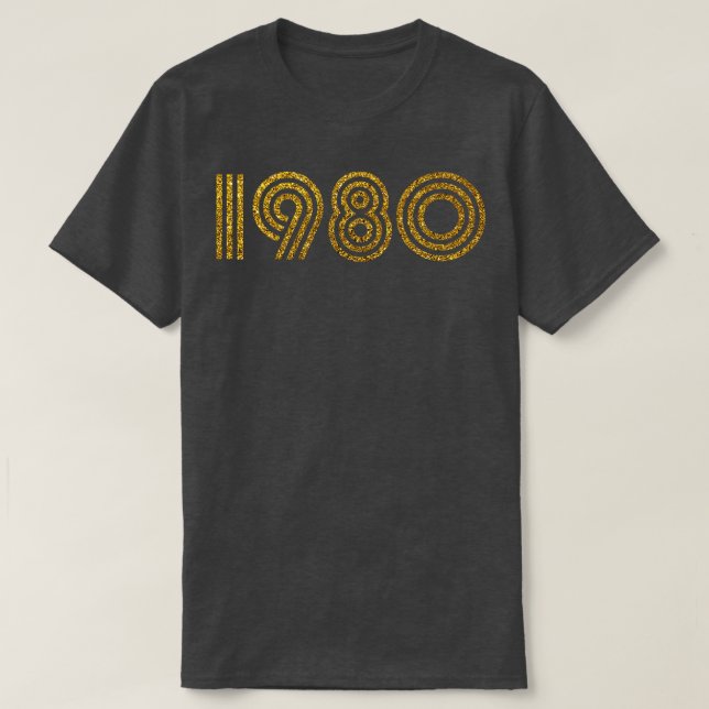 1980 Birth Year Glitter Effect T-Shirt (Design Front)