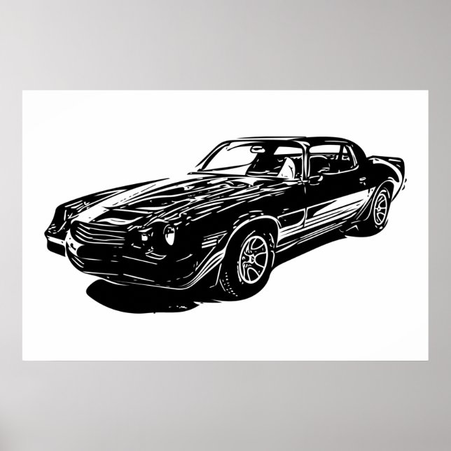1980 Camaro Black And White Minimalist Design. Poster (Front)