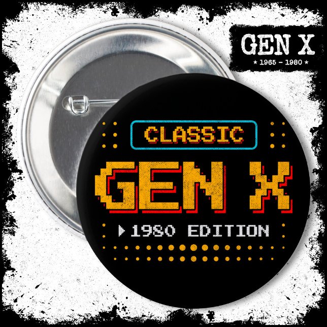 1980 Gen X Classic Retro Gamer Gaming Birthday 6 Cm Round Badge (Creator Uploaded)