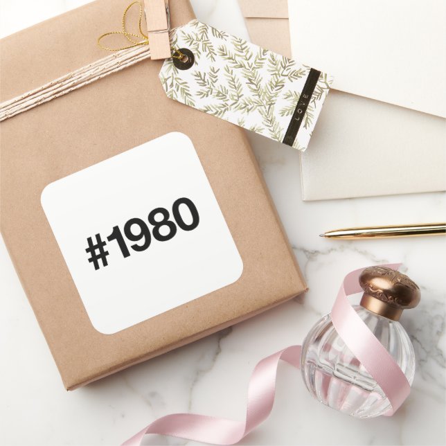 1980 Hashtag 45 Birthday Anniversary Square Sticker (Gifting)
