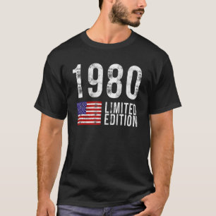 1980 Limited Edition USA America with Flag Birthda T-Shirt
