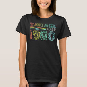 1980 Vintage July Retro Sunset 43rd Birthday T-Shirt