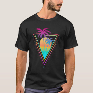 1980S 1990S Vaporwave Palm Trees Beach Surf T-Shirt