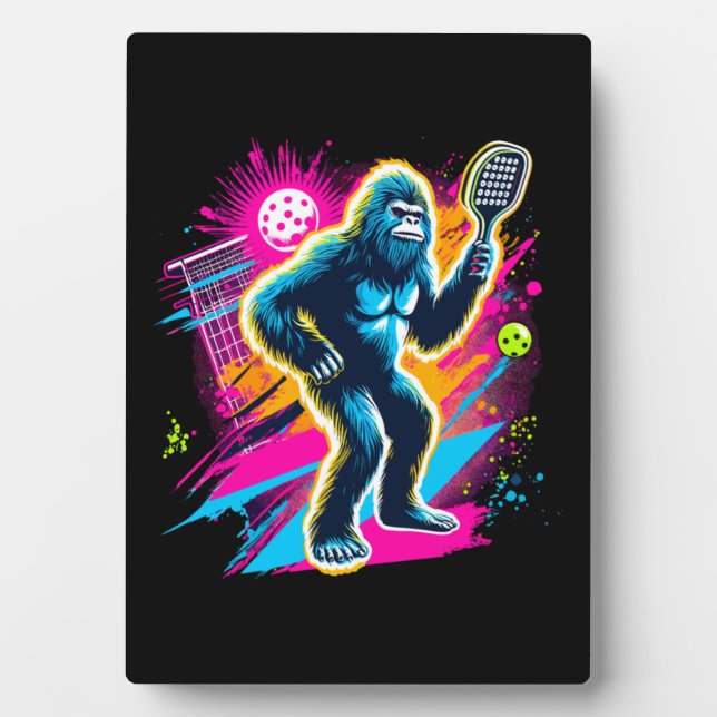 1980s Bigfoot Sasquatch Playing Pickleball   Plaque (Front)