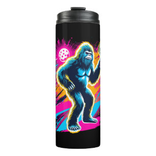 1980s Bigfoot Sasquatch Playing Pickleball Thermal Tumbler
