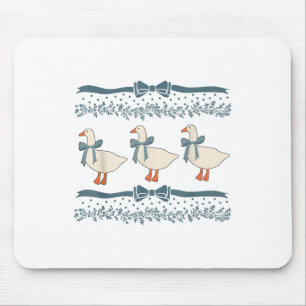 1980s Blue Ribbon Goose With Hearts  Mouse Pad