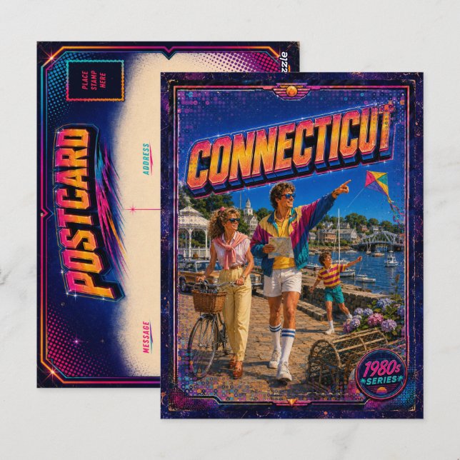 1980s Connecticut Postcard 80s Retro (Front/Back)