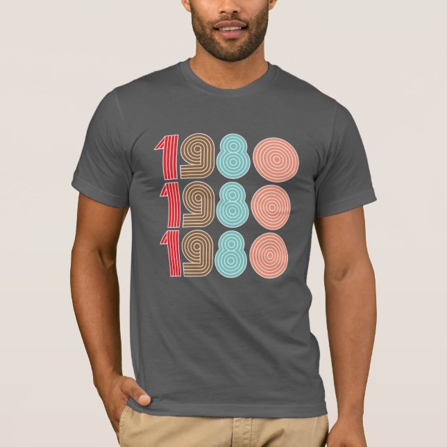 1980s Cool Retro Typography Repeat Script T-Shirt (Front)