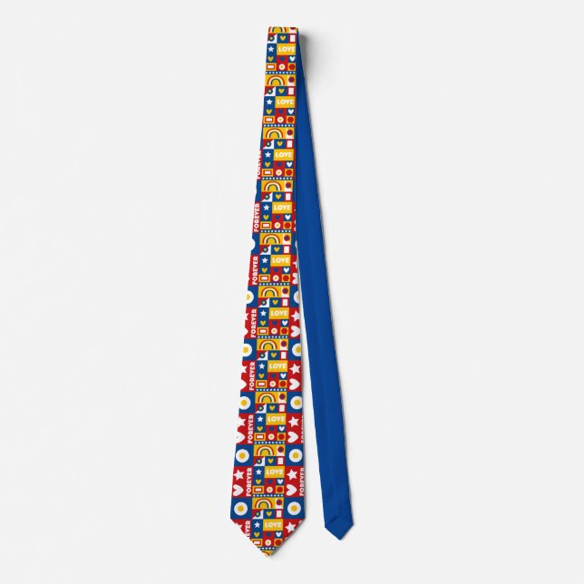 1980s Forever Love Pop Art Design Tie (Front)