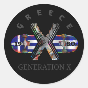 1980's Generation X Greece Skateboard Classic Round Sticker