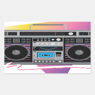 1980s ghetto blaster boombox rectangular sticker