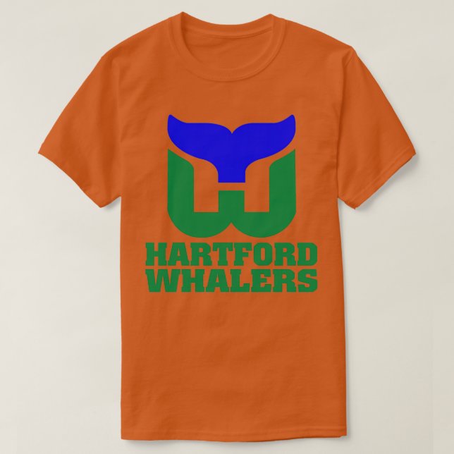 1980s Hartford Whalers hockey THIN Champion T-Shirt (Design Front)