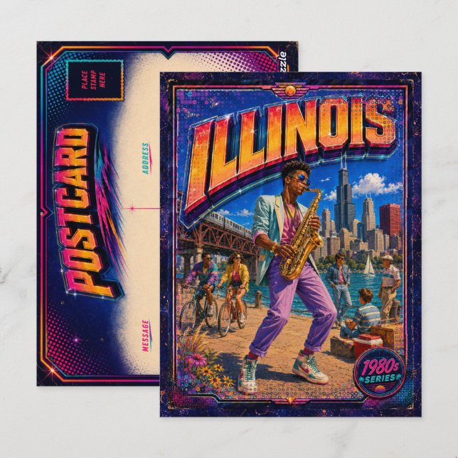 1980s Illinois Postcard 80s Retro (Front/Back)