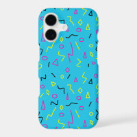 1980s Memphis Style Bright Blue Pink Yellow Retro