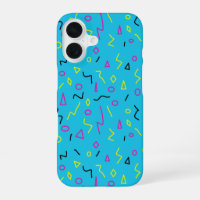 1980s Memphis Style Bright Blue Pink Yellow Retro