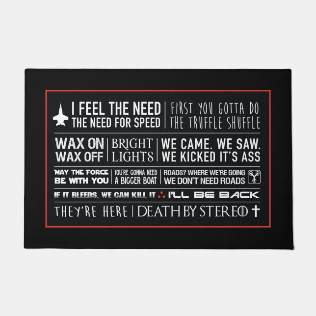 1980's movie quotes door mat (Front)
