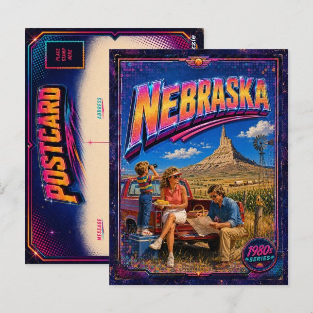 1980s Nebraska Postcard 80s Retro (Front/Back)
