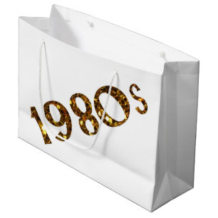 1980s Nostalgia Gold Glitter double-sided Large Gift Bag
