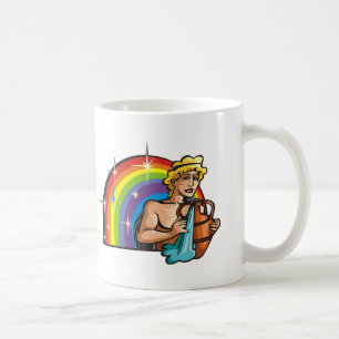 1980s Rainbow with Aquarius Man with Water Vase Coffee Mug