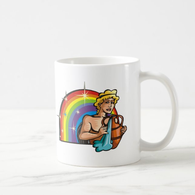 1980s Rainbow with Aquarius Man with Water Vase Coffee Mug (Right)