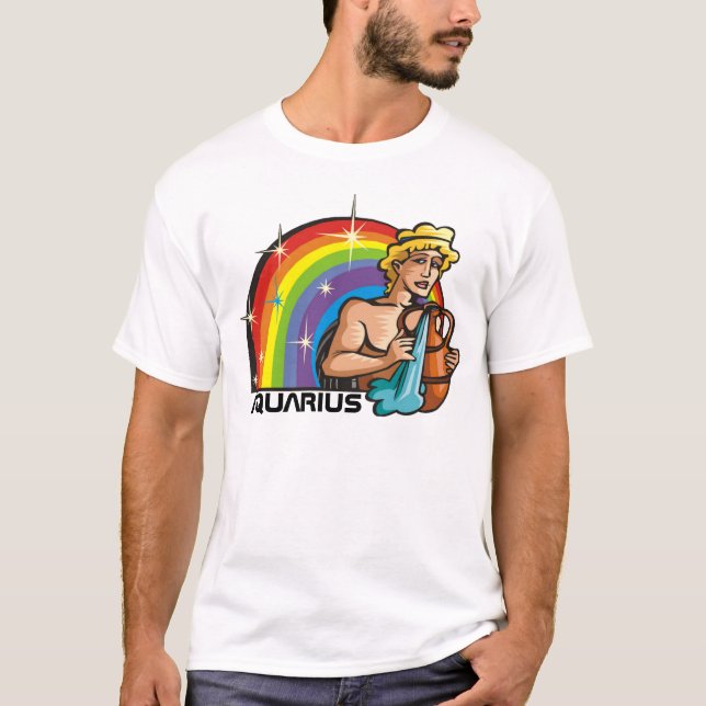 1980s Rainbow with Aquarius Man with Water Vase T-Shirt (Front)