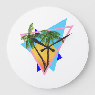 1980s shape tropical paradise photo print large clock