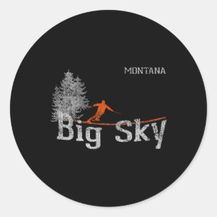 1980s Style Big Sky Montana Vintage Skiing T Shirt Classic Round Sticker