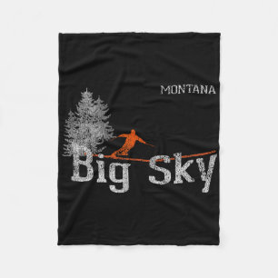 1980s Style Big Sky Montana Vintage Skiing T Shirt Fleece Blanket