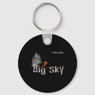 1980s Style Big Sky Montana Vintage Skiing T Shirt Key Ring
