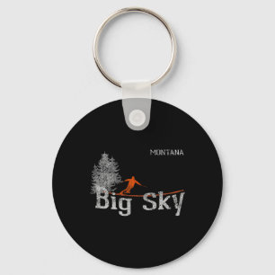 1980s Style Big Sky Montana Vintage Skiing T Shirt Key Ring
