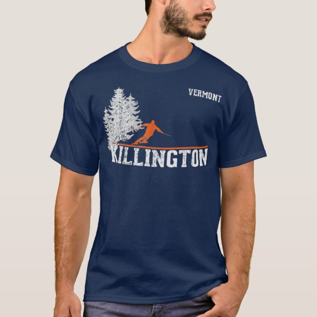 1980s Style Killington VT Vintage Skiing T-Shirt (Front)