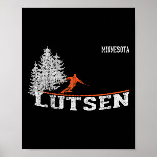 1980s Style Lutsen Mn Vintage Skiing Poster