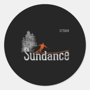 1980s Style Sundance Utah Vintage Skiing Classic Round Sticker