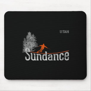 1980s Style Sundance Utah Vintage Skiing Mouse Pad