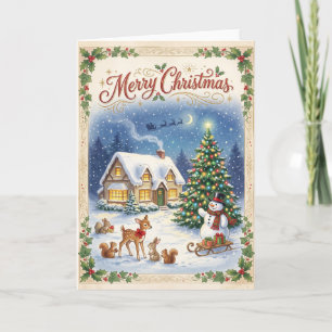 1980s Style Vintage Retro Christmas Holiday Card