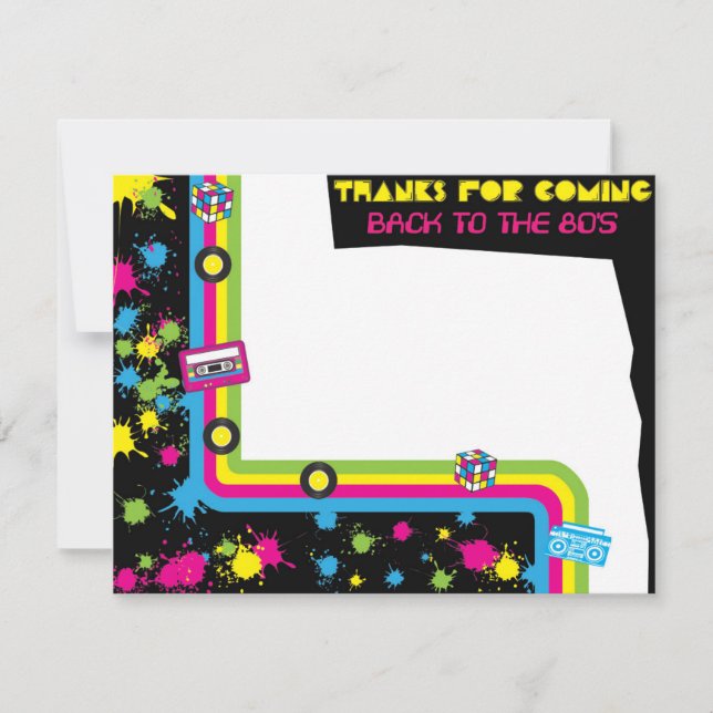 1980s Totally Awesome Party Thank You Card (Front)