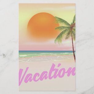 1980s vintage Vacation beach poster Stationery
