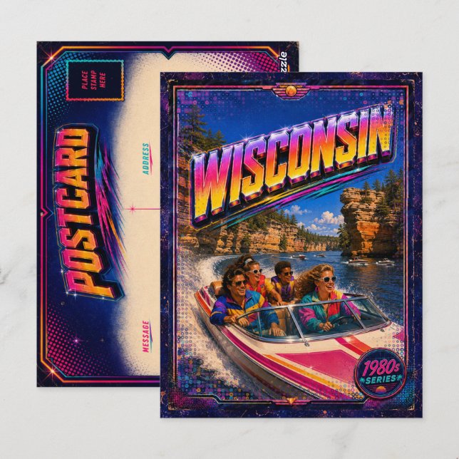 1980s Wisconsin Postcard 80s Retro (Front/Back)