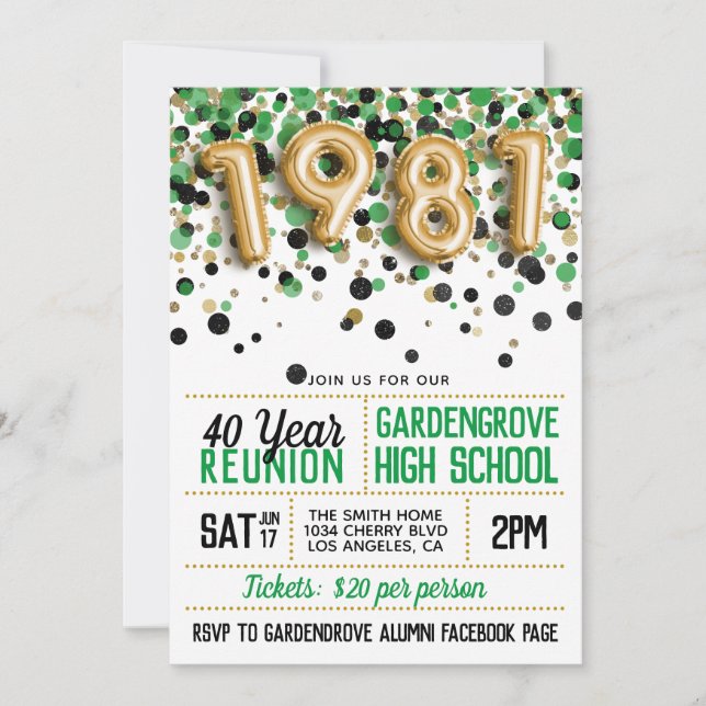 1981 High School College Reunion Invitation (Front)